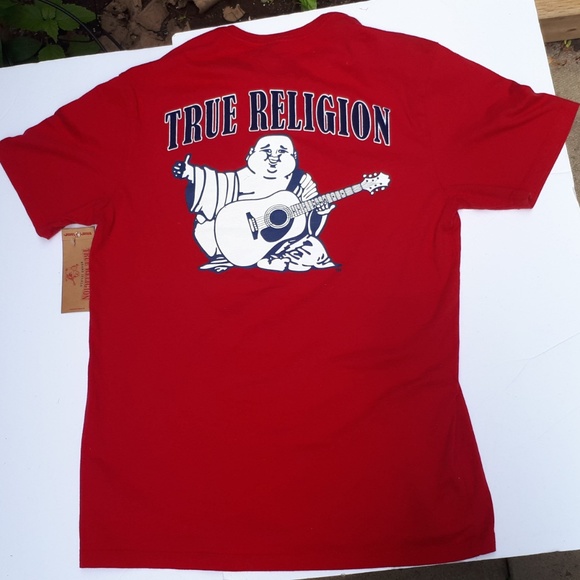 True Religion BuddhaMan T-Shirt Ruby Red LARGE - Picture 7 of 8